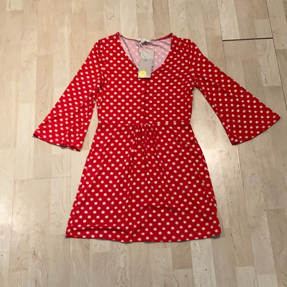 Boden Red 3/4 Sleeve Dress Sz 4